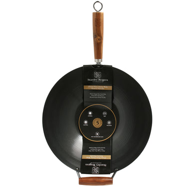 Black 35cm Non-Stick Carbon Steel Wok